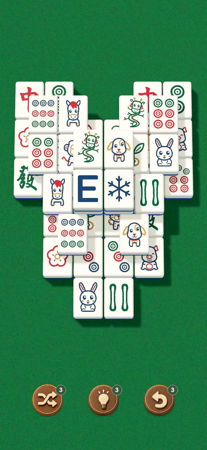 The real Lucky Heart Mahjong Solitaire level with large colorful tiles