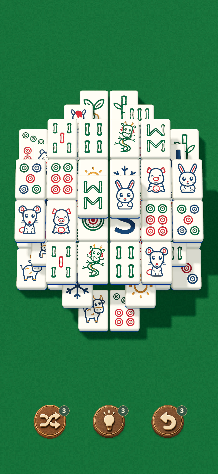 A North Star Mahjong Solitaire layout with clear large symbols